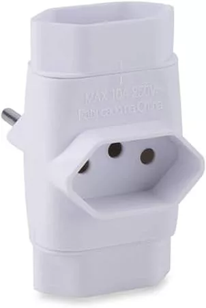 Adaptador Para Tomada Pino Multiplicador Tripolar Branco Force Line